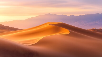 Soft gentle sand dunes glowing in golden tones