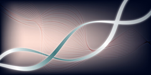  dark grey smooth blue line wavey glowing shiny lines effect vector background. Light trail wave, fire path trace line and incandescence curve twirl.