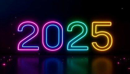 New Year 2025 Neon Sign Design