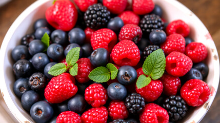 raspberries and blueberries