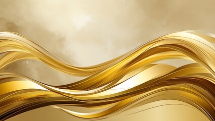 Abstract background with golden waves. Generative Ai.