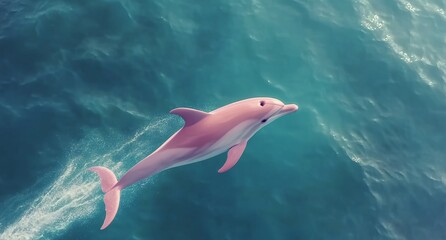 Obraz premium Dolphin leaps gracefully above crystal clear waters during a peaceful aquatic moment