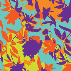 Naklejka premium Abstract big white flowers seamless pattern,Simple seamless pattern with cute flowers. Abstract floral background. Vector illustration for design, fabric and print. Craft stamp style.