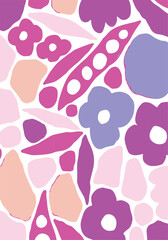 Abstract Big flowers pattern, upscale floral pattern. graphical textures floral, trendy colors pattern , flowers background with leaves. vector illustration.