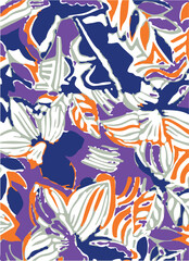 Obraz premium Abstract Big flowers pattern, upscale floral pattern. graphical textures floral, trendy colors pattern , flowers background with leaves. vector illustration.