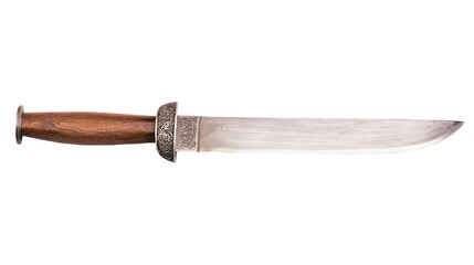 Knife with a wooden handle, isolated on a white background.