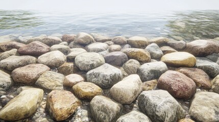 Smooth Rounded Stones By Calm Water