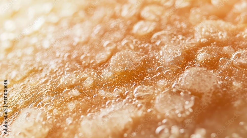 Poster close-up view of bubbles on a smooth surface with warm color tones highlighting the texture and refl