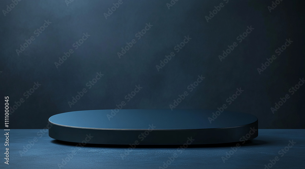 Aufkleber Dark minimalistic display platform illuminated by soft shadows in a dimly lit space
