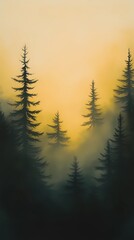 Obraz premium Dreamlike forest design featuring pyrography-inspired details seamlessly combined with digital art for a mystical visual experience.