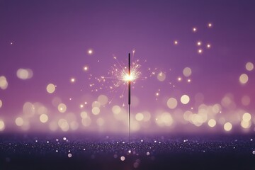 Naklejka premium Sparkler glows in hands against a backdrop of colorful bokeh during nighttime celebration