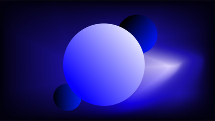 Bluish white circle with mini dark cirlce over glowing white light blue background