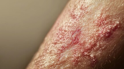 Fototapeta premium Close-Up of Skin with Red Irritation and Texture, Highlighting Signs of Dryness, Possible Dermatitis and Other Skin Conditions in a Medical Context