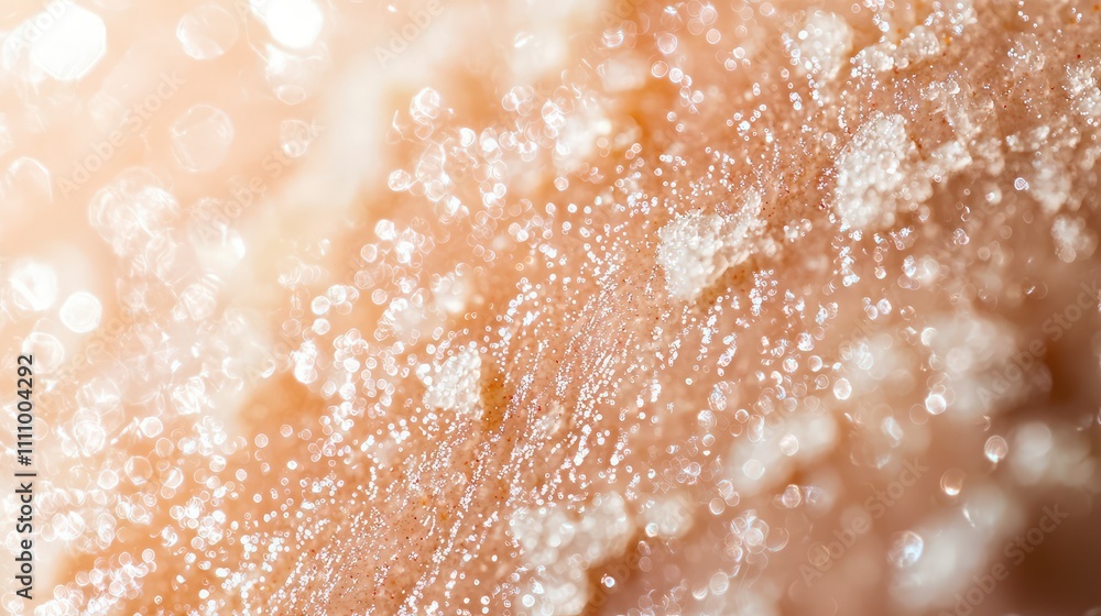 Poster close-up view of delicate water droplets on a soft surface with texture and natural light creating a