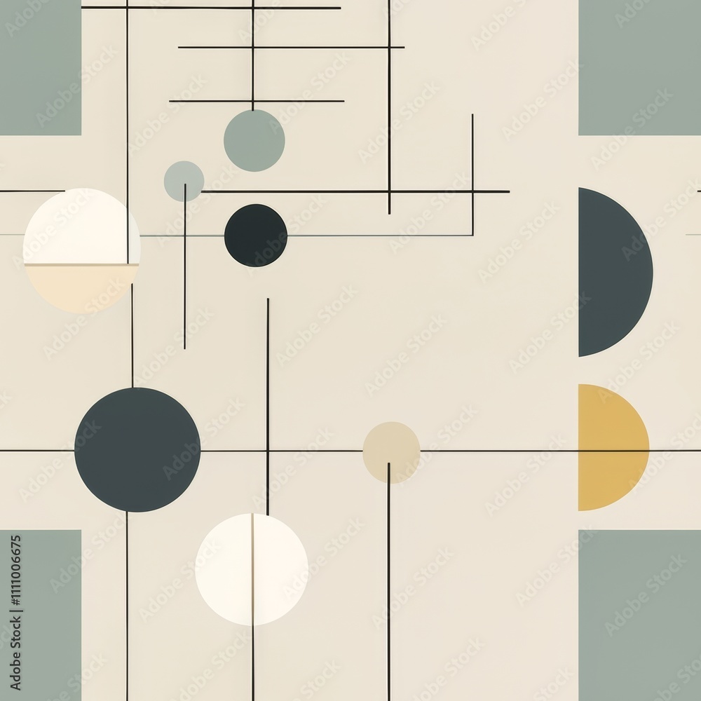 Poster dynamic composition using simple geometric shapes in varied shades of a single color