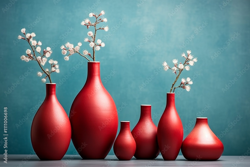 Poster minimalist still life composition featuring monochromatic objects on a solid background