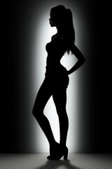 Minimalistic fashion silhouette  stylish pose with contrasting colors and text space