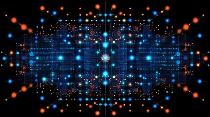 A Stunning Abstract Design of Neon Circuitry with Vibrant Colors and Lights Against a Dark Background