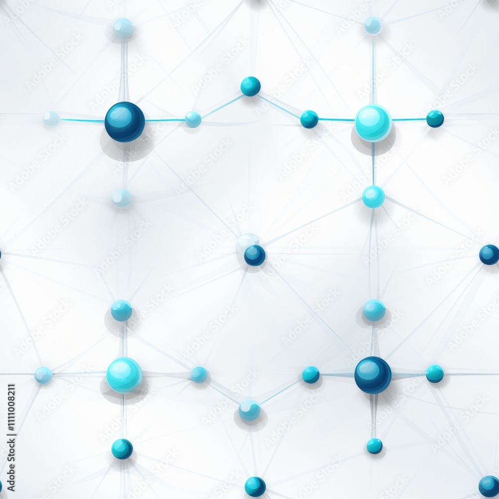 Poster abstract network design featuring connecting lines and nodes in shades of blue on white background