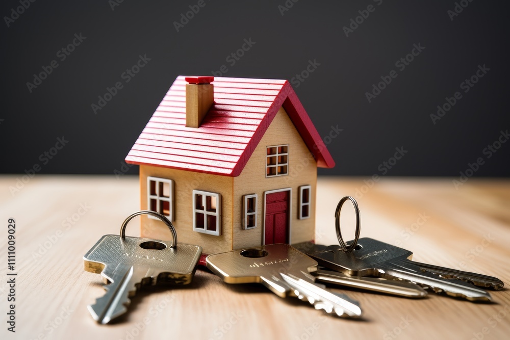 Aufkleber sleek minimalist keys and chic keychain on a white background emphasizing elegance and simplicity