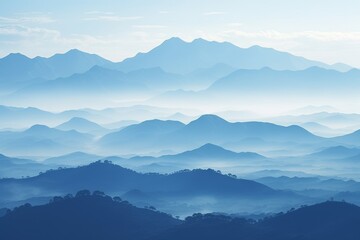 Fototapeta premium Vibrant blue mountain landscape shades and gradients conveying depth and atmosphere