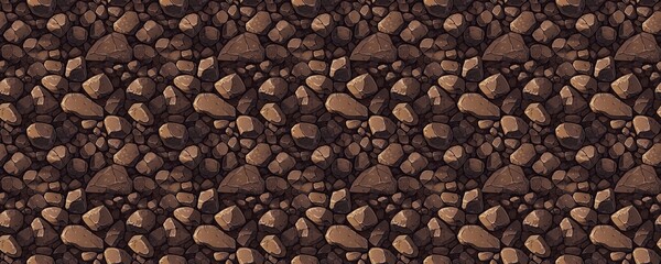Fototapeta premium seamless pattern of Seamless stone texture dark brown light brown earthy tones rugged game design background 