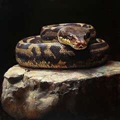 Obraz premium snake, on a stone, contrast back