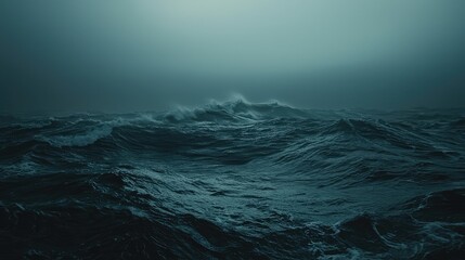 Dark and Ominous Sea Waves Under Brooding Sky Capturing the Majesty and Power of Nature in an Atmospheric and Moody Seascape Setting Evoking Emotions