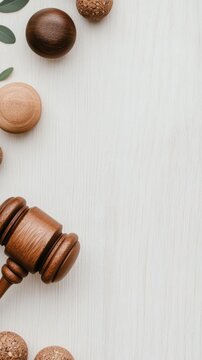 Classic wooden gavel with gold accents on a textured surface under natural light