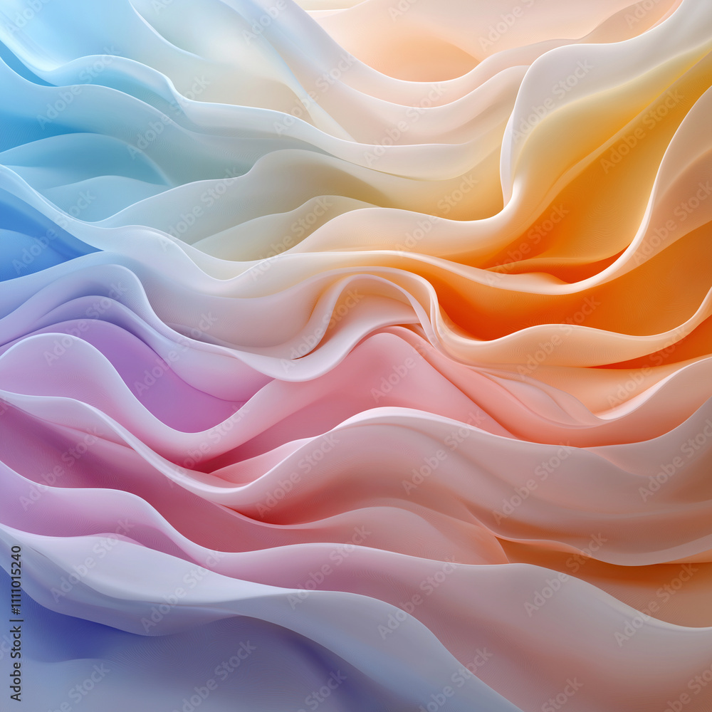 Poster soft waves of pastel colors create serene and calming abstract background