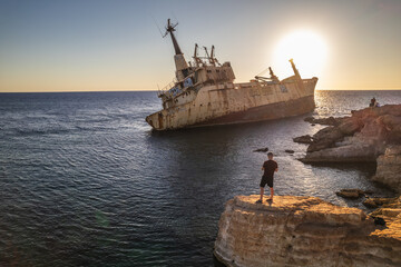 Rusted Shipwreck near Coast