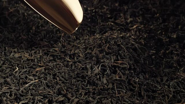 Pour dried tea leaves. Black tea. 
