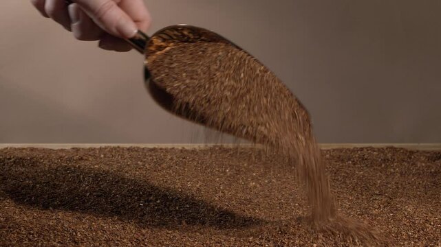 Pour dried tea leaves. Rooibos tea.
