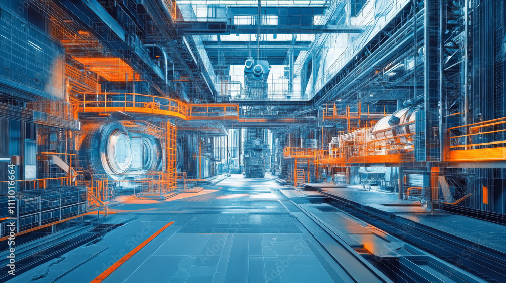 Poster iot smart technology futuristic in industry 4.0 concept, engineer use augmented mixed virtual realit