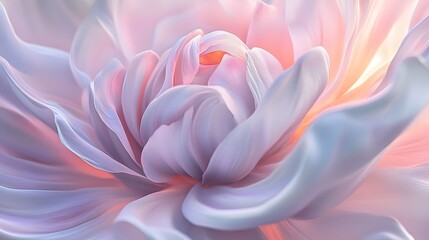 Obraz premium Delicate, pastel-colored flower, close-up, soft, flowing petals, 3D rendering.