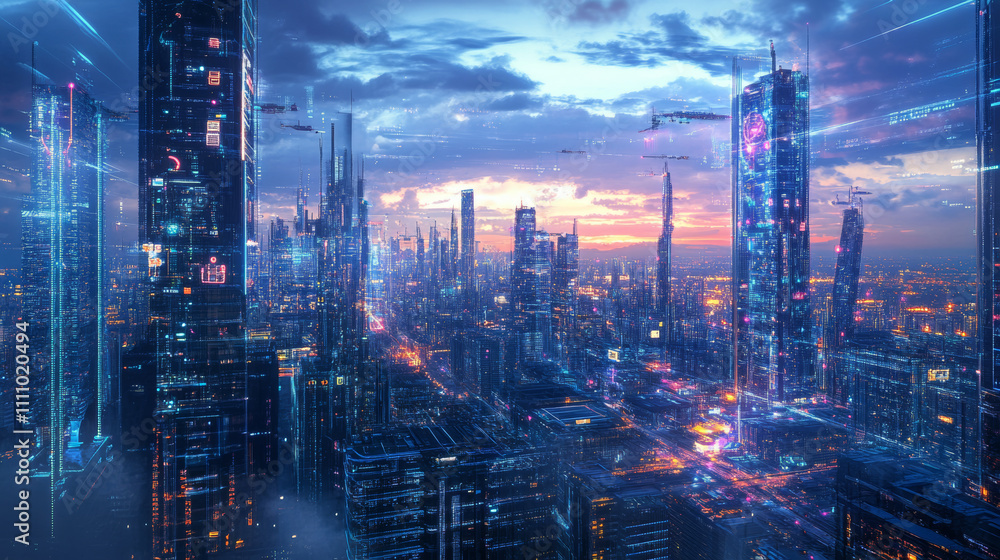 Poster smart factory which use futuristic technology which combine big data, iot, 5g, machine deep learning
