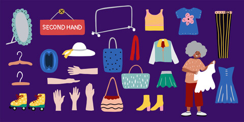 Second hand clothing shop clip art vector