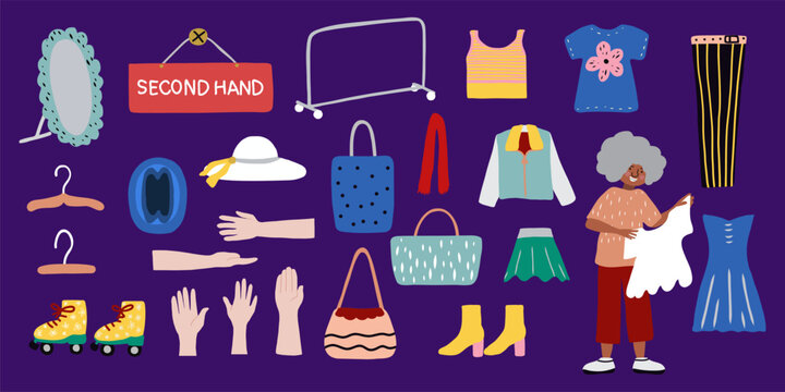 Second hand clothing shop clip art vector
