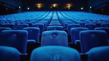 Fototapeta premium Empty Blue Theater Seats: Awaiting the Show