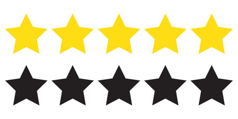 Five stars customer product rating review flat icon for apps and websites