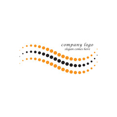 Modern abstract wave logo design with orange and black dotted patterns perfect for business branding corporate identity creative projects and minimalist design concepts