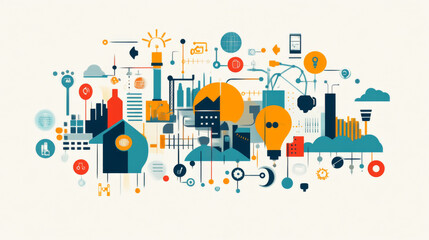Naklejka premium Industry and technology concept. INDUSTRY 4.0