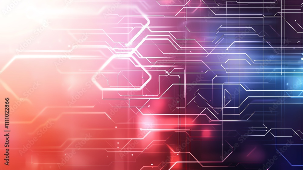 Poster a vibrant abstract representation of complex circuitry and neon lines, illustrating advanced technol