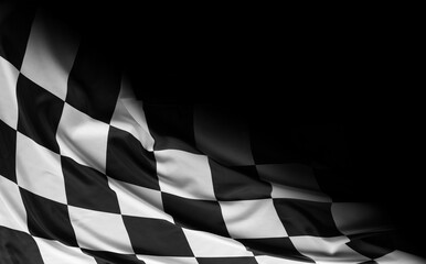 Checkered race flag on black
