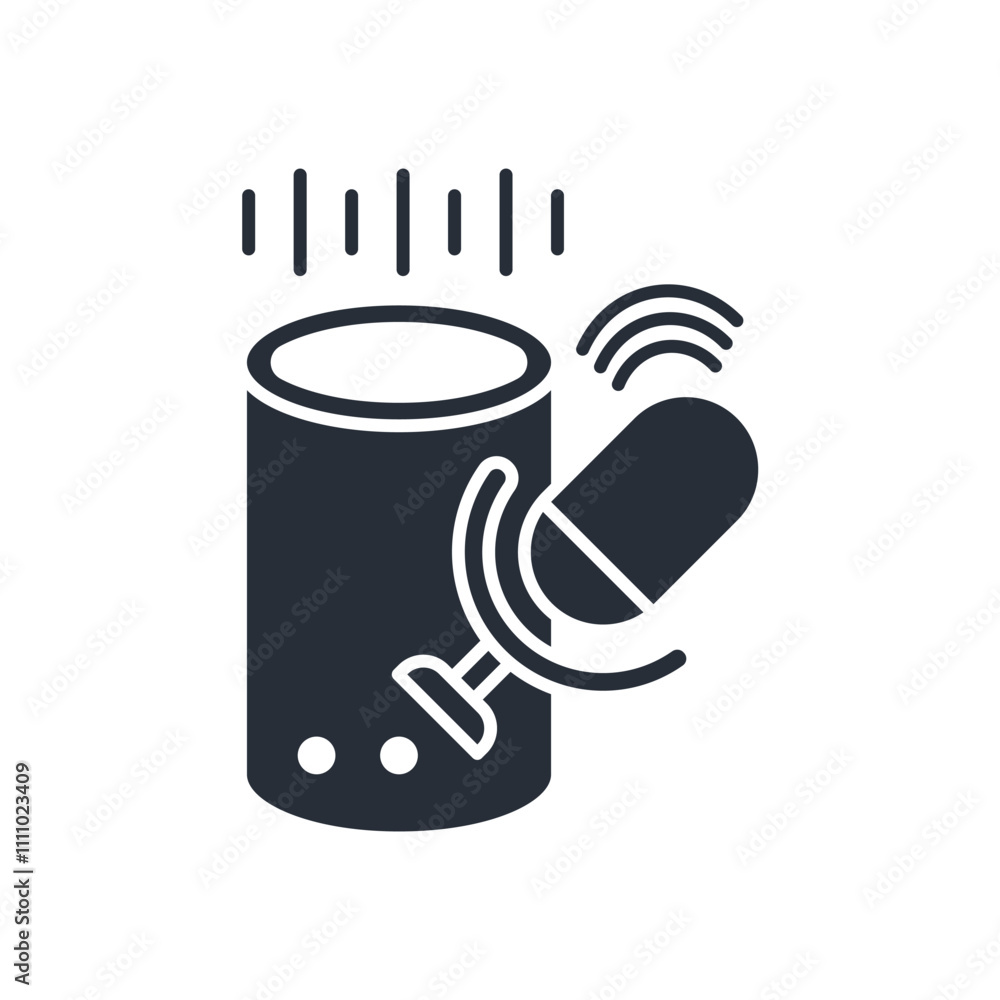 Poster voice assistant icon. vector.editable stroke.linear style sign for use web design,logo.symbol illust