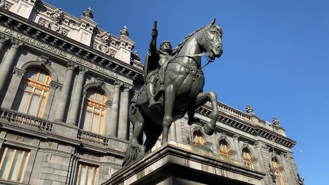 Statue of King Charles IV of Spain, by Manuel Tolsa, in front of National Art Museum, MUNAL, located in the historical center of Mexico City, Mexico.
