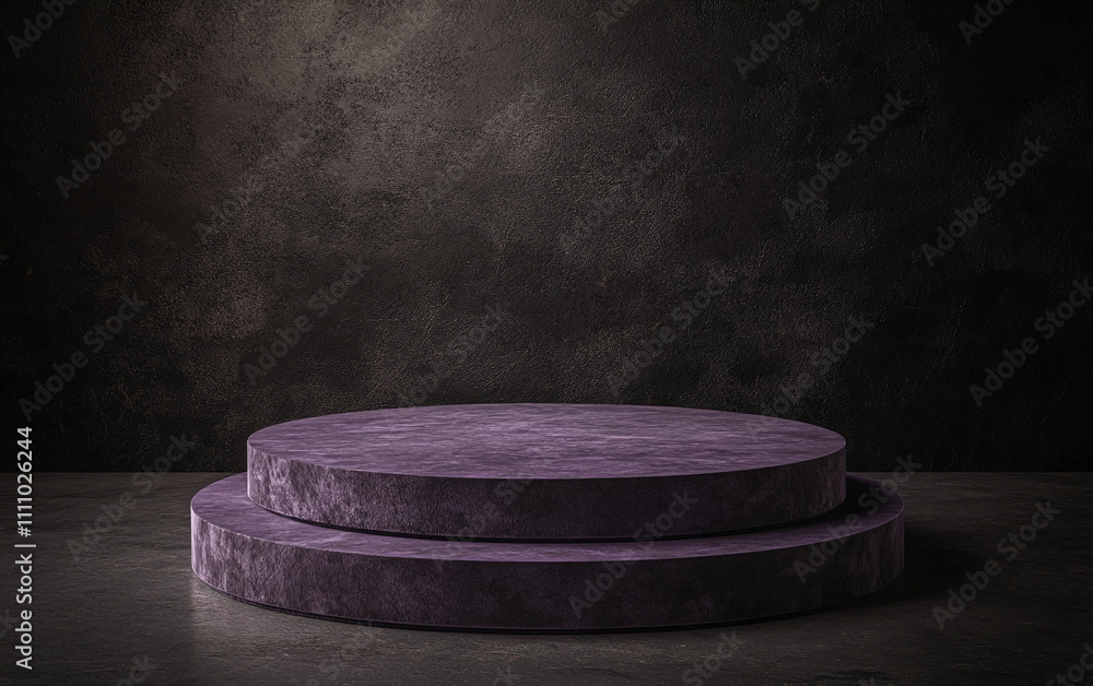 Aufkleber Simple dark studio setup with textured circular platforms for presentations or product displays