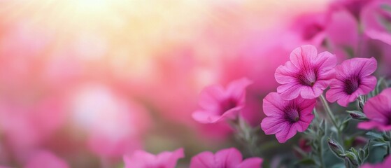 Fototapeta premium Blossoming pink flowers creating a vibrant atmosphere in a garden during bright daylight