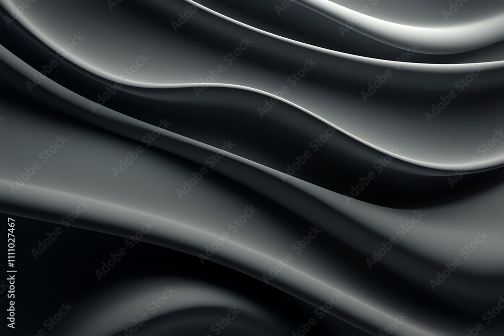 Poster abstract black wave texture with smooth curves, showcasing a harmonious play of light and shadow. id