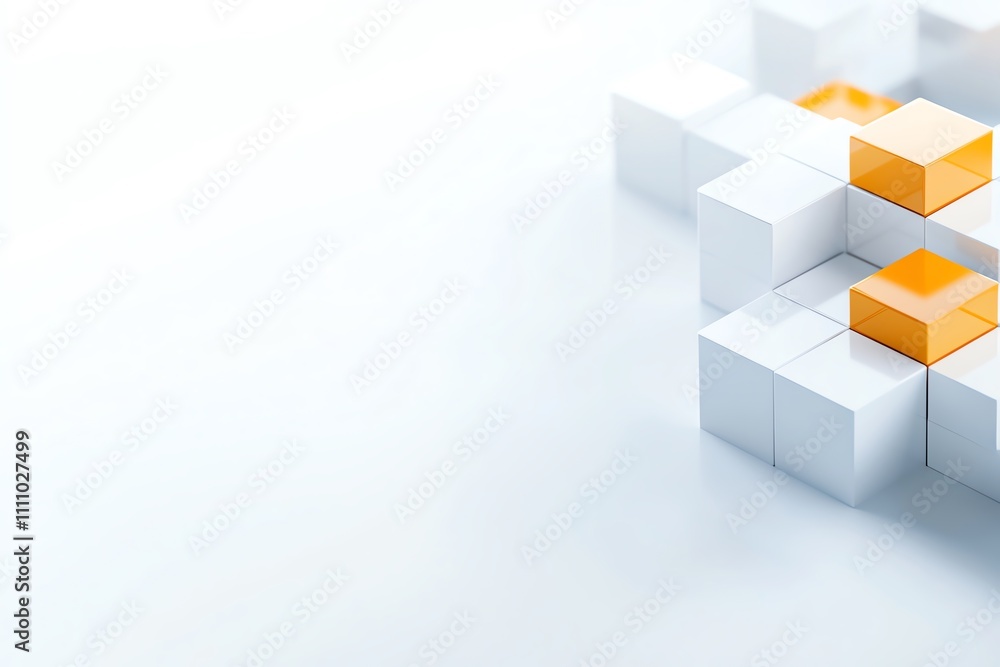 Poster abstract composition of white blocks with orange accents. a minimalistic design ideal for modern pro